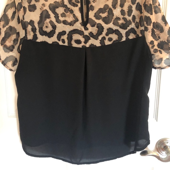 LIGHTWEIGHT BLACK/LEOPARD PRINT TOP 🖤🐆🤎 - Picture 2 of 4